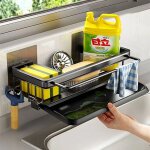 gouttoir d'vier en aluminium, support mural pour ponge, serviette, savon, organisateur pour salle ...
