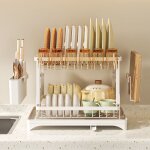 �gouttoir � vaisselle blanc double couche 46, 8 x 26, 7 x 42 cm, support de rangement multifonction avec ...