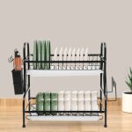 �gouttoir vaisselle cuisine sur evier avec deux plateau d'�gouttement, �gouttoir � vaisselle en acier ...