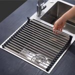 Egouttoir vaisselle inox noir cuisine s�choir � rouleaux repliable et amovible en acier inoxydable pour ...