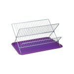 Egouttoir à vaisselle pliant avec plateau en acier chromé violet msv Egouttoir à vaisselle pliant avec plateau en acier chromé violet msv