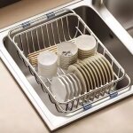 gouttoir  vaisselle rglable en acier inoxydable - gouttoir suspendu au - dessus de l'vier avec grande ...