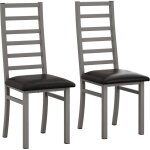 Eifson - lot de 2 chaises salle a manger, avec assise en cuir synth�tique, pieds en m�tal, dossier haut ...
