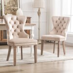 Lot de 2 chaises de salle  manger, avec dcor clout, construction en bois massif, velours, chaise de ...