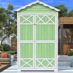 Abri de jardin 93x45x179 cm, avec 4 compartiments, double porte, rsistant aux intempries, abri  outils ...