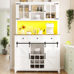 Eifson - buffet 105x38x180 cm, vitrine, avec �clairage led et �tag�res r�glables, adapt� � la salle � ...