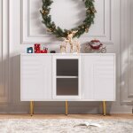 Buffet 120x38x79, 5 cm, avec 3 portes, pieds en mtal et portes vitres, en panneaux de particules, pour ...