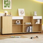 Buffet 222 cm, avec étagères, compartiments ouverts, meuble creux, roulettes sur le bas, combinable librement, ... Buffet 222 cm, avec étagères, compartiments ouverts, meuble creux, roulettes sur le bas, combinable librement, ...