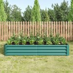 Carr potager surlev, jardinire surleve en mtal, 180x90x30 cm, en tle d'acier ondule, sans fond, ...