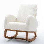 Eifson - fauteuil � bascule, avec accoudoirs et poches, cadre en bois, style moderne du milieu du si�cle, ...