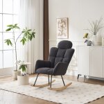 Eifson - fauteuil  bascule, avec appui - tte et accoudoirs, tissu ours en peluche, ergonomique, style ...