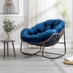 Fauteuil  bascule ? chaise en rotin extra large en forme d'?uf avec coussin pais en velours, style ...