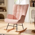 Rocking chair, fauteuil à bascule en peluche confortable, dossier haut, accoudoirs rembourrés, mousse ... Rocking chair, fauteuil à bascule en peluche confortable, dossier haut, accoudoirs rembourrés, mousse ...