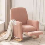 Eifson - fauteuil  bascule, avec repose - pieds et accoudoirs, poches latrales, dossier haut, velours ...