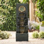 Fontaine de jardin 36x27x100 cm, cascade moderne, avec lumires led, rsine, fontaines et cascades intrieures ...