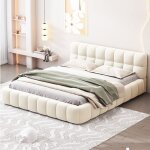 Eifson - lit 140x190 cm, lit double 140x190 cm, avec dossier moelleux, cadre rembourr�, sommier � lattes, ...