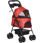 Poussette pour chien 67x45x96 cm, avec 2 porte - bouteilles, panier de sol, roues avant pivotantes  ...