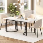 Eifson - table de salle � manger rectangulaire 140x80 cm, motif marbre moderne avec pieds r�glables, ...