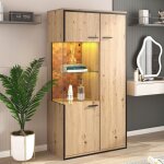 Eifson - vitrine moderne 150x78x40 cm, avec �clairage led, porte vitr�e, �tag�res en verre, grand espace ...