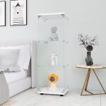 Vitrine vitre 42x36x125 cm avec 3 tagres, porte simple, sur pied, adapte pour salon, chambre, bureau ...