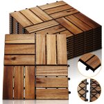 Einfeben 11x dalles de terrasse en bois d'acacia pour 1m - 30x30cm - fixation par clips - terrasse - ...