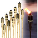 Einfeben 12 x torche de jardin torche de bambou pour l'extrieur set lampe huile pour dehors 90cm