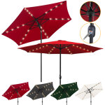 Einfeben - 2. 7m parasol parapluie uv40 + parasol solaire jardin led avec manivelle, rouge