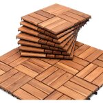 Einfeben 44x dalles de terrasse en bois d'acacia pour 4m - 30x30cm - fixation par clips - terrasse - ...