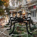 Einfeben halloween araignee géante halloween decoration exterieur avec toile triangulaire 5m Einfeben halloween araignee géante halloween decoration exterieur avec toile triangulaire 5m