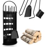 Einfeben serviteur de chemine, ensemble 5 pices avec tisonnier, pelle  cendre, pinces, balai & support, ...