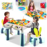 Einfeben - table d'activits pour enfants avec 2 chaises , 251 pices de briques double face table d'activits ...