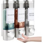Lot de 3 distributeurs de savon, fixation murale, 300 ml, sans perage, pour lavabo, salle de bain, gel ...