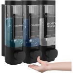 Ej. life lot de 3 distributeurs de savon, fixation murale, 300 ml, sans per�age, pour lavabo, salle de ...