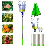Ej. life cueille - fruits avec corbeille et manche tlescopique 4 mtres, pince avec panier en acier ...