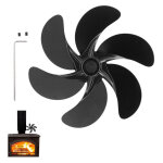 Ventilateur de chemin�e � 6 lames, accessoires de ventilateur de po�le � bois noir en alliage d'aluminium ...