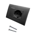 Electraline - plaque précomposée avec 1 prise bivalente 10 / 16a et inverseur noir - 22121 Electraline - plaque précomposée avec 1 prise bivalente 10 / 16a et inverseur noir - 22121