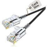 Elfcam - 50m slim c�ble r�seau ethernet cat 8 noir lan wan sftp 32awg, 2000mhz 40gbps avec connecteurs ...