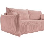 Elio - canap� droit convertible gros velours c�tel� 3 places - rose