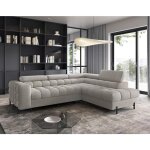 Elisa - canap d'angle droit 5 places convertible avec coffre et ttires rglables en tissu bouclette ...
