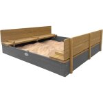 Ella xxl bac  sable enfant gris & marron - 150 x 150 cm bac  sable pour enfants en bois fsc avec couvercle ...