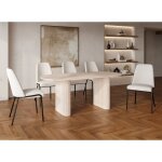 Table à manger ovale en marbre composite beige 8 personnes elma Table à manger ovale en marbre composite beige 8 personnes elma