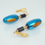 Embout de guidon oblong avec clignotant mad alu anodis� bleu pour