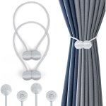 Embrasses aimant�es rideaux 2 pi�ces gris, supports lat�raux discrets, fixation facile d�co moderne