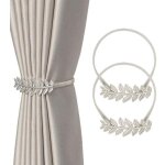Embrasses de rideaux 2 pi�ces, sangles en alliage dur, sangles r�glables � pompon naturel, boucles dissimul�es ...