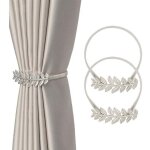 Embrasses de rideaux 2 pi�ces, sangles en alliage dur, sangles r�glables � pompon naturel, boucles dissimul�es ...