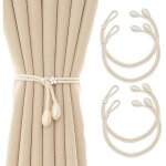 Embrasses de rideaux 4 pi�ces, pas de perforation longueur r�glable avec boules doubles tiss�es, accessoires ...