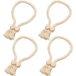 Embrasse rideau magn�tique 4 pi�ces 60 cm, attache aimant�e, coton tress� main, design beige