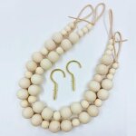 Embrasse de rideau en perles de bois, support de rideau en perles, style boho, d�coratif, avec crochets, ...