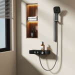 Emke - colonne de douche thermostat, 36 cm tagres, 3 types de jets, barre de douche avec douchette ...