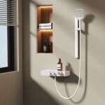Emke colonne de douche thermostat, 36 cm tagres, 3 types de jets, barre de douche avec douchette  ...